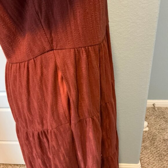 ANTHROPOLOGIE Maeve Gillian Tiered Maxi Dress Terracotta Sz LARGE - Picture 7 of 7